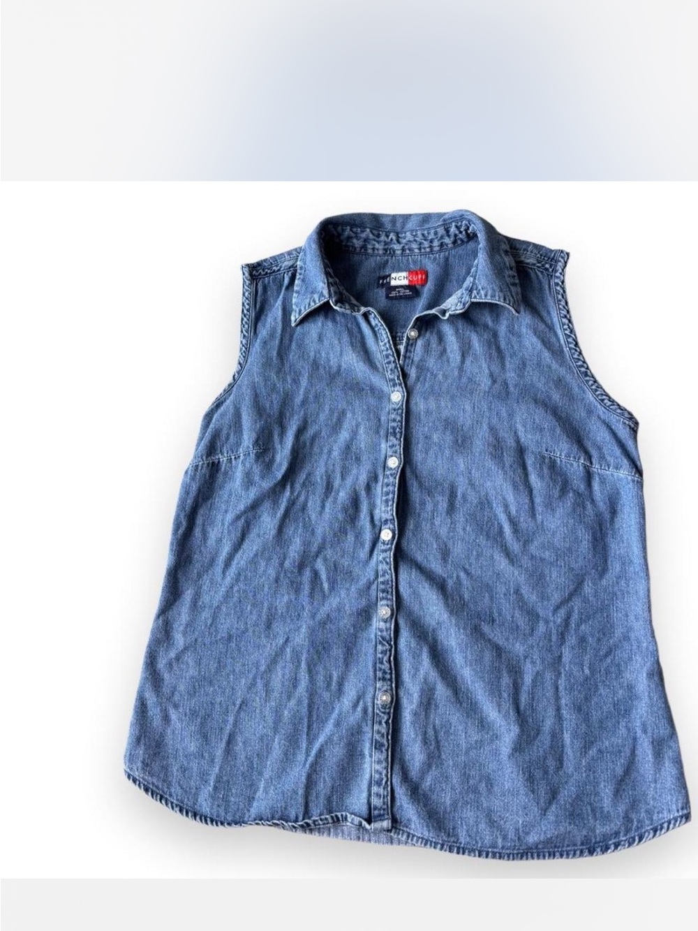 Lee Sleeveless Denim Button-Front Shirt - Blue